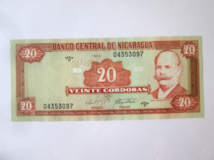 Rară! Nicaragua 20 Cordobas 1999 UNC la cel mai mic pret