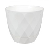 Ghiveci pentru flori, cu farfurie incorporata, Alb, Diametru 14.5 cm