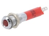 Lampă LED roșie 24V &Oslash;6mm metal