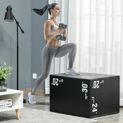 HOMCOM Cutie pliometrica 3 in 1, 76L x 51l x 61i cm, Exercitii cu sarituri pentru CrossFit, Antrenament prin sarituri, MMA acasa, la birou, la sala foto