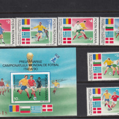 ROMANIA 1990 LP 1234 LP 1235 PRELIMINARIILE C.M. FOTBAL ITALIA SERIE+COLITA MNH