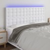 VidaXL Tăblie de pat cu LED, alb, 200x5x118/128 cm, piele ecologică 3122533