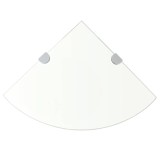 Raft de colt cu suporti de crom din sticla transparenta 35 x 35 cm