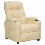 VidaXL Fotoliu rabatabil, crem, material textil