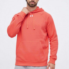 Under Armour bluza barbati, culoarea portocaliu, cu glugă, neted