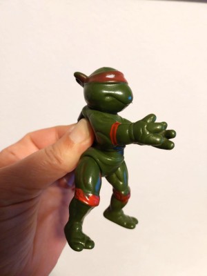 Jucarie vintage Testoasele Ninja / Ninja Turtles &amp;#039;Michaelangelo&amp;#039;, anii 80-90, plastic si cauciuc, 10cm foto