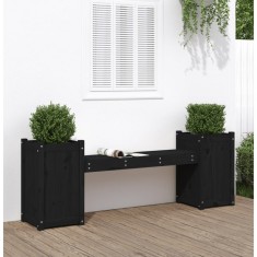 vidaXL Bancheta cu jardiniera, negru, 180x36x63 cm, lemn masiv de pin foto