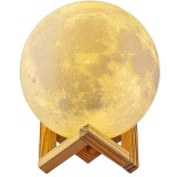 Lampa de veghe in forma de luna cu stele 3d moon light, acumulator integrat, alimentare usb, stand din plastic inclus, 13 cm, 16 culori, multicolor, t, Flippy