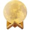 Lampa de veghe in forma de luna cu stele 3D Moon Light, Acumulator integrat, alimentare USB, stand din plastic inclus, 13 cm, 16 culori, Multicolor, T