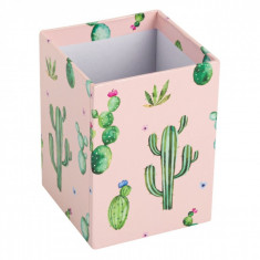 Suport din carton pentru pixuri si creioane, model cactus, 7x7x10 cm foto