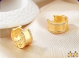 Cumpara ieftin Cercei Toarte din Argint 925 Placat cu Aur , Model Huggie Lat cu Margini din Cristale
