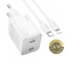 Incarcator Retea Cu Cablu Lightning HOCO N42 45W 3A 2 x USB-C Alb
