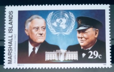 Marshall Island 1992 personalitati Roosevelt și Churchill 2v nestampilata foto
