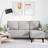 vidaXL Canapea formă L, 3 locuri, gri nor, 160 cm, textil