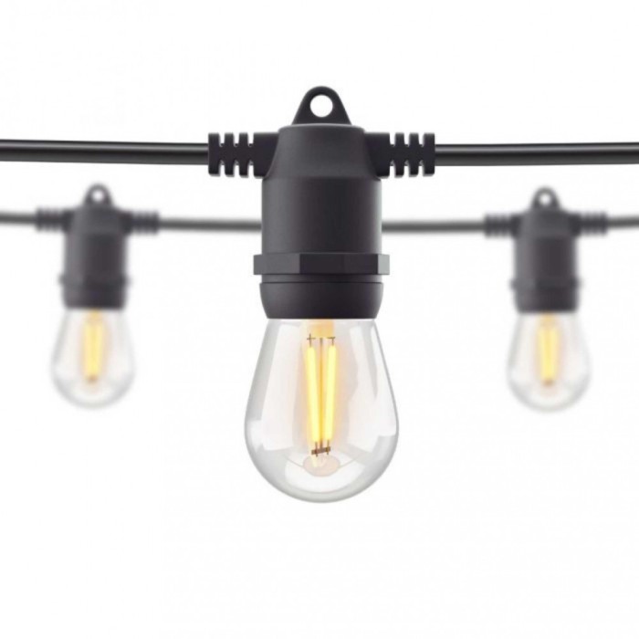 Ghirlanda Luminoasa 10m cu 15 Becuri LED Vintage 1W, ST45, E27, IP65, Interconectabila, Bec rezerva