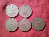 5 Monede 5 bani 1952 , 53 , 54 , 55, 56 RPR , cal. F.Buna , bronz