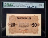 ROMANIA - 20 Lei BGR 1917 , seria cu litera C, mult mai rara decat cea cu L . Gradata Pmg 55 Epq