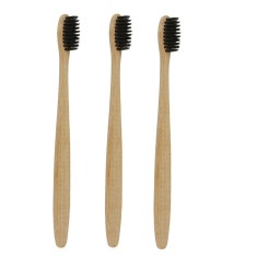 Pachet 3x Periuta de dinti din bambus cu ioni carbune activat - curata, detoxifiaza si are efect de albire, 100% Naturala