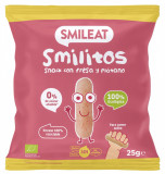 Pufuleti Smilitos cu ulei de masline &amp; banane si capsuni +6 luni Bio, 25g, Smileat