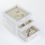 Organizator Bijuterii Acrilic, Model 3 Compartimente, Transparent, Dimensiuni 12x13.5x10.5cm