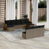 Gossi set mobilier de gradina cu perne, 10 piese, gri, poliratan