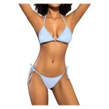 Set bikini push-up din dantelă triunghiulară cu spate deschis pentru femei, costum de baie din două piese
