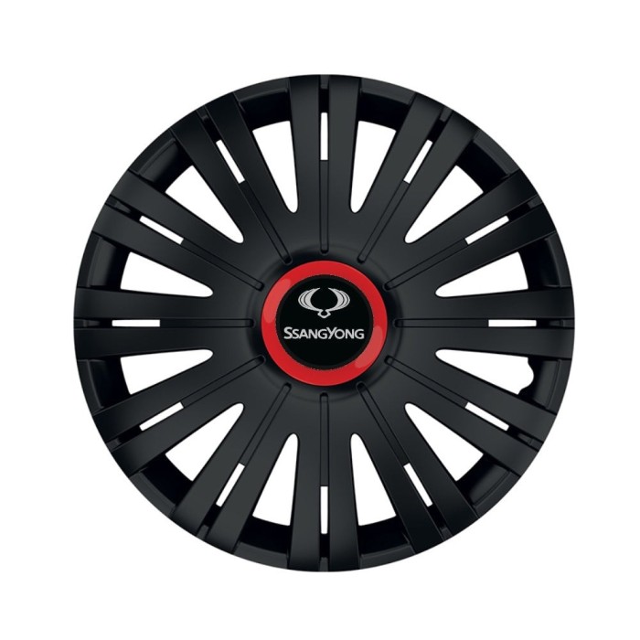 Set 4 capace roti Negre Cu Inel Rosu Active R15 Compatibil Cu SsangYoung