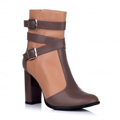 Botine piele naturala Madalina Maro Crem - sau Orice Culoare