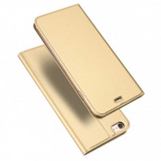 Husa iPhone 6 6S Toc Flip Tip Carte Portofel Piele Eco Premium DuxDucis Gold foto