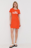 Cumpara ieftin Love Moschino rochie din bumbac culoarea portocaliu, mini, drept
