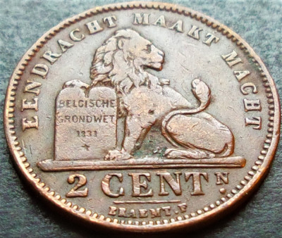 Moneda istorica 2 CENTIMES - BELGIA, anul 1905 * cod 75 B - BELGEN foto