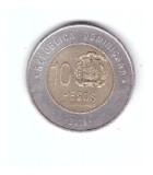 Moneda Republica Dominicana 10 pesos 2019, stare buna, curata
