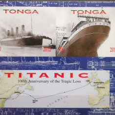 BC555, Tonga 2012, colita neperforata vapoare, Titanic