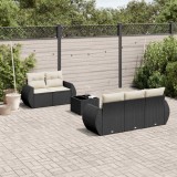 Cumpara ieftin Set mobilier de grădină cu perne, 6 piese, negru, poliratan