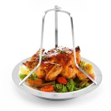 Suport pentru gatit puiul grill, cu tavita