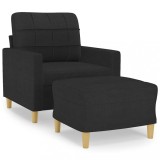 Cumpara ieftin Fotoliu canapea cu taburet, negru, 60 cm, material textil