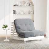 Cumpara ieftin Canapea futon cu saltea, alb, 100x206x11 cm, lemn masiv de pin