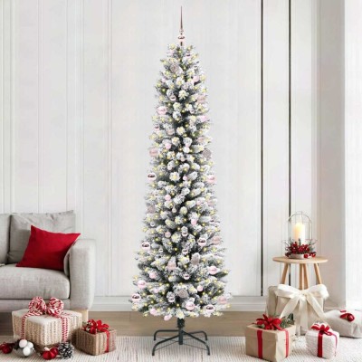 vidaXL Brad de Crăciun artificial cu 300 LED Verde și alb 240 cm 3396131 foto
