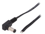 Cablu DC 5,5/2,1 Mufă Unghi Negru 1,46m 2x0,5mm&sup2;