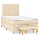 Cumpara ieftin Pat continental cu saltea, crem, 120x190 cm, textil