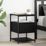 vidaXL Dulap de noapte cu sertar 2 pcs Stejar Negru 40 x 42 x 56 cm 881879