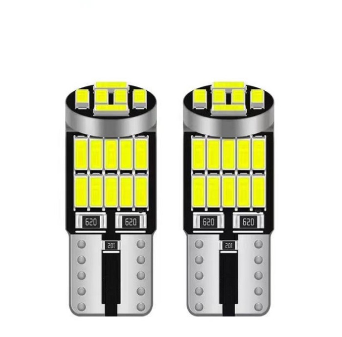 Set 2 Becuri auto led T10 W5W, 12 V, 26 LED SMD 4014 , lumina alba, BZRSH, pentru pozitie, plafoniera, portbagaj, semnalizare, lumini oglinda, lumini