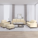 vidaXL Set de canapele cu perne, 4 piese, crem, textil