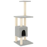 Cumpara ieftin Ansamblu pisici, stalpi din funie sisal, gri deschis, 104 cm