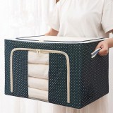 Cutie de Depozitare Pliabila, Flippy, Cu Fermoar, 100 L, Textil, 60x42x40 cm, Albastru Marin, Cadru Metalic, Suport Baza Stabil din Plastic, Imprimeu