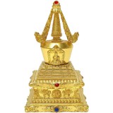 Stupa Feng Shui, amuleta protectie impotriva ghinionului si situatiilor de conflict, obiect metal auriu 120 mm