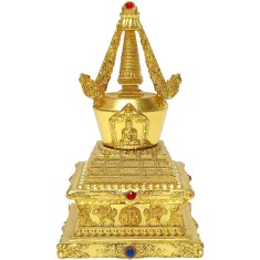 Stupa Feng Shui, amuleta protectie impotriva ghinionului si situatiilor de conflict, obiect metal auriu 120 mm