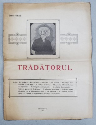 TRADATORUL de CORVIN PETRESCU , PAMFLET IMPOTRIVA LUI AL . MARGHILOMAN , 1921 foto