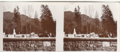 Fotografie stereoscopica-Sinaia (Prahova),Cimitirul eroilor(Razboiul 1915-1918) foto