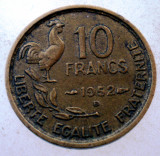 7.830 FRANTA 10 FRANCS FRANCI 1952 B, Europa, Bronz-Aluminiu